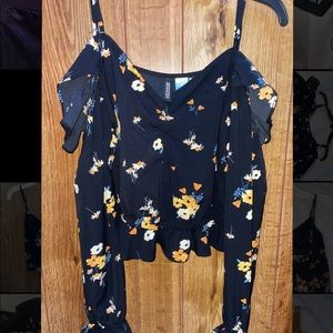 Black top with yellow flowers
